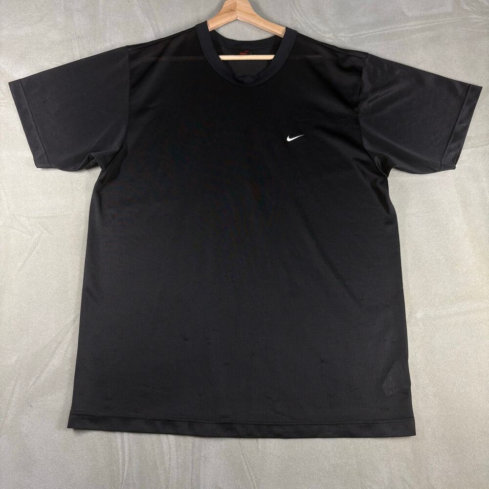 Nike Dri-Fit Mesh Athletic Shirt Black Mens L Training‎ Running Gym Performance